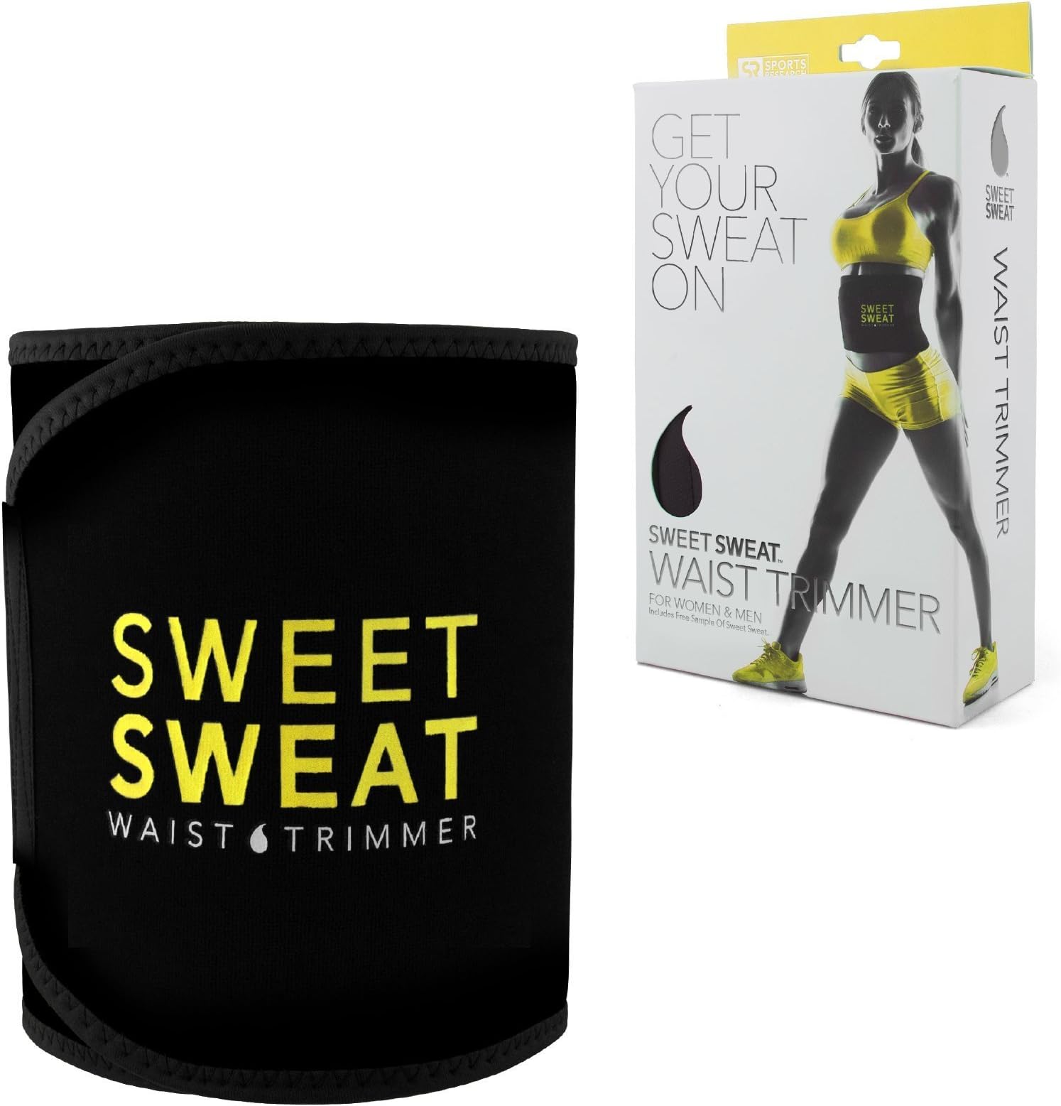 Sports Research Sweet Sweat Premium Waist Trimmer for Men & Women. Includes Free Sample of Sweet Sweat Workout Enhancer! (Large)