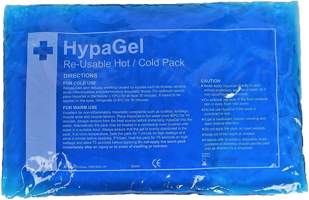 Safety First Aid Group HypaGel Reusable Large Hot/Cold Gel Therapy Pack for Sports First Aid, Muscle and Pain Relief, Single 30cm x 20cm - Microwave and Freezer-safe
