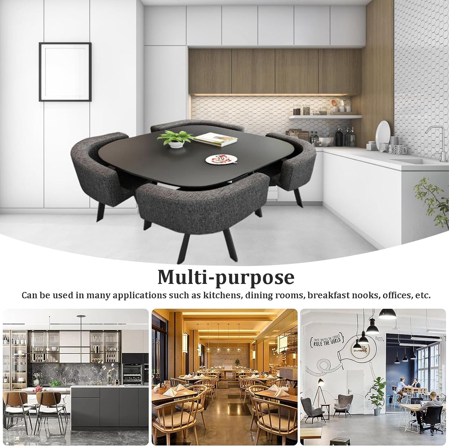 JIXDILO 正方形ダイニングテーブルセット 椅子4脚、木製キッチン