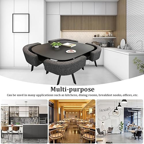 Miniatura 6 de Juego de mesa de comedor cuadrada con sillas, mesa de cocina compacta y 4 sillas, mesa de conferencias moderna con sillas, mesa de recepción para