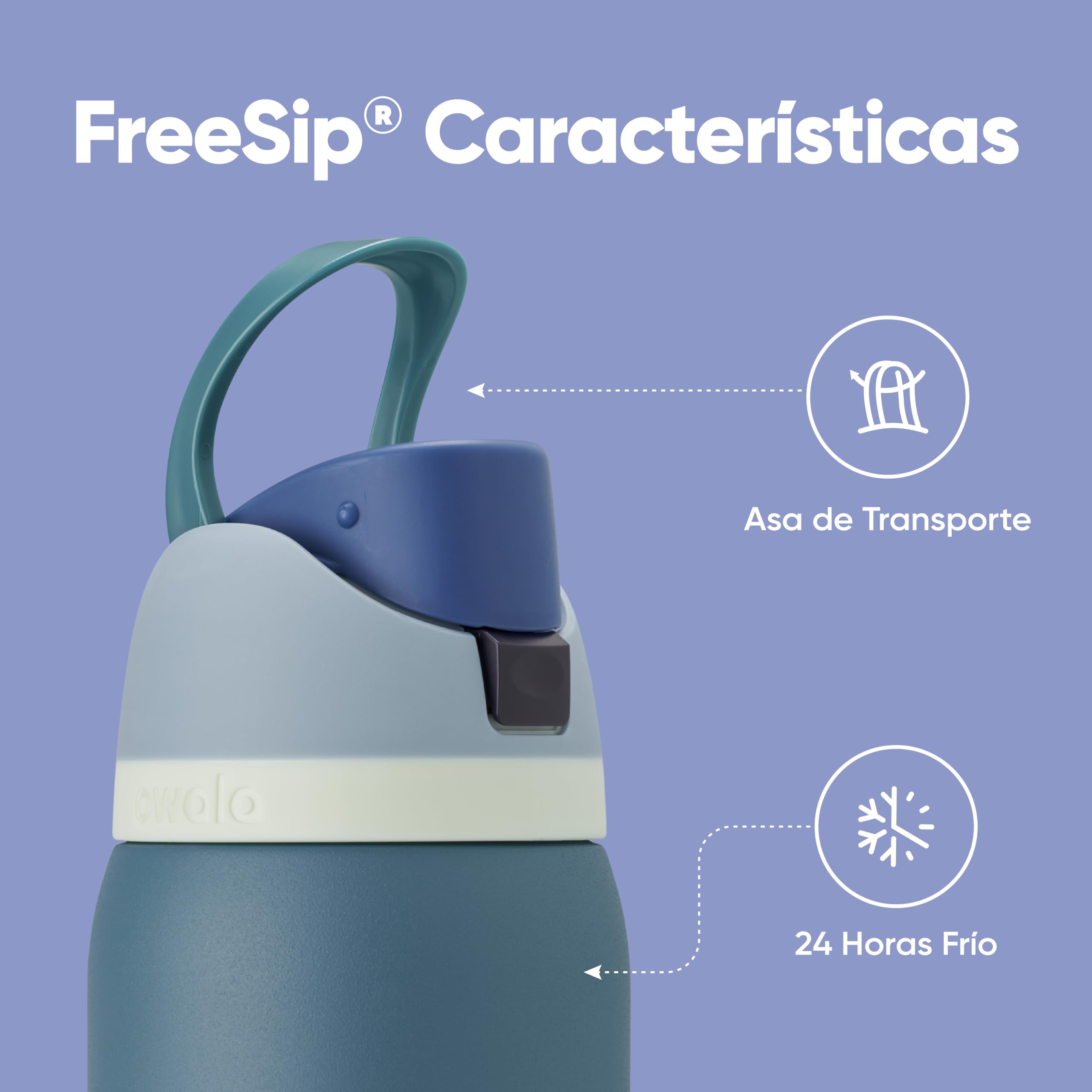 Owala FreeSip botella agua acero inoxidable con pajita, 945 ml - Botella térmica a prueba de fugas para el deporte y los viajes, sin BPA, Denim
