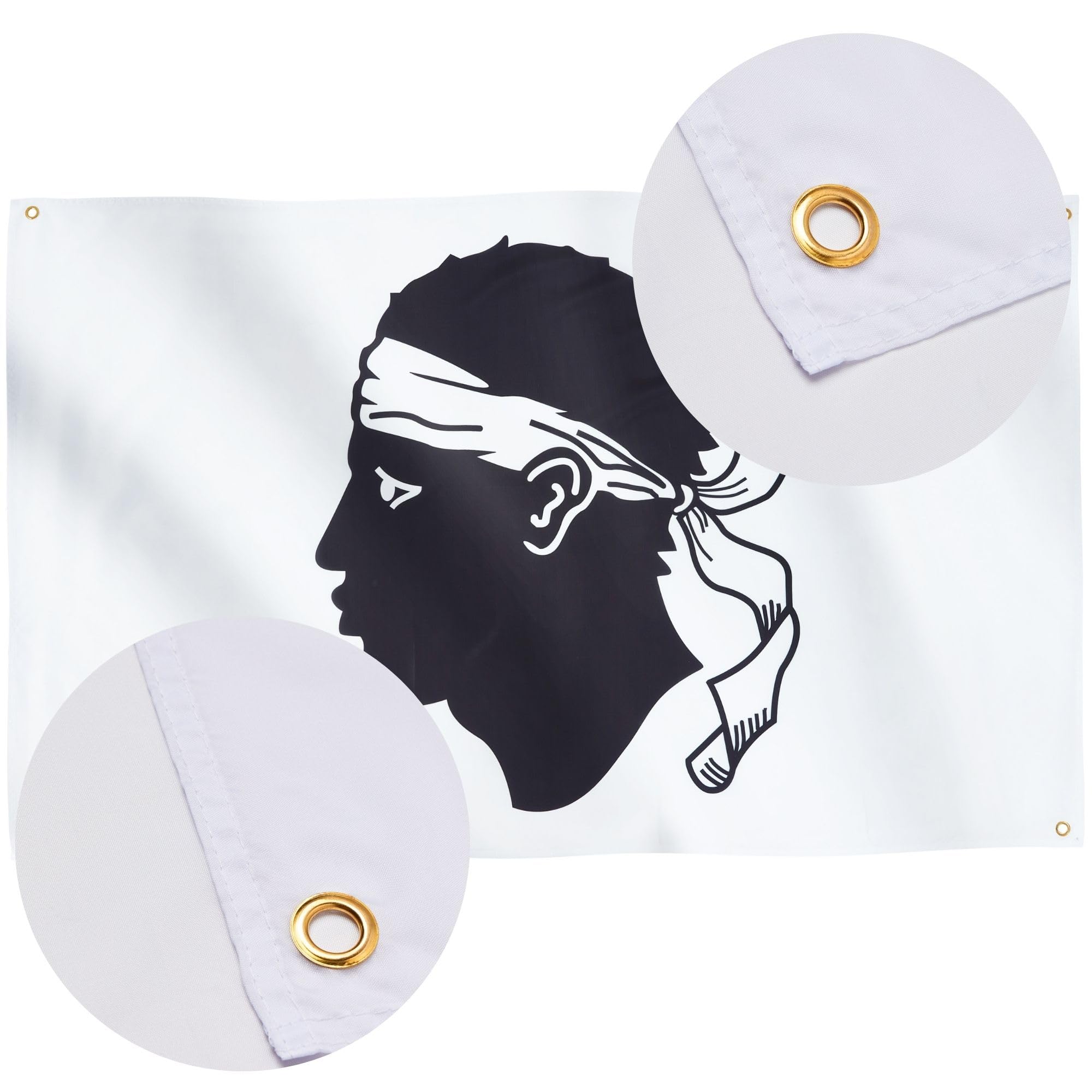 Runesol Corsica Flag, 91x152cm, 3ft x 5ft, 4 Grommets, Eyelet In Every Corner, Bandiera Testa Mora, Moors Head, Premium Flags - Image 4