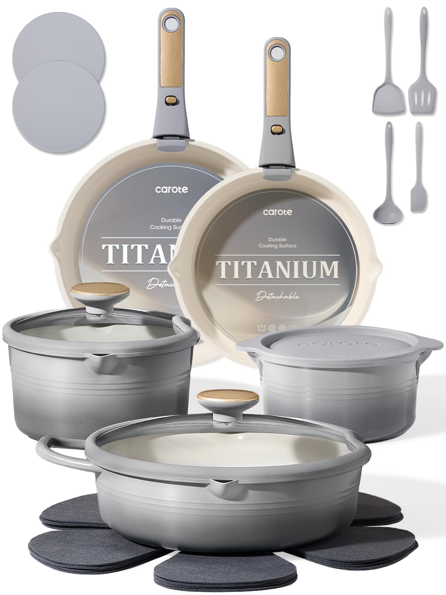 CAROTE 20Pcs Titanium Cookware Set