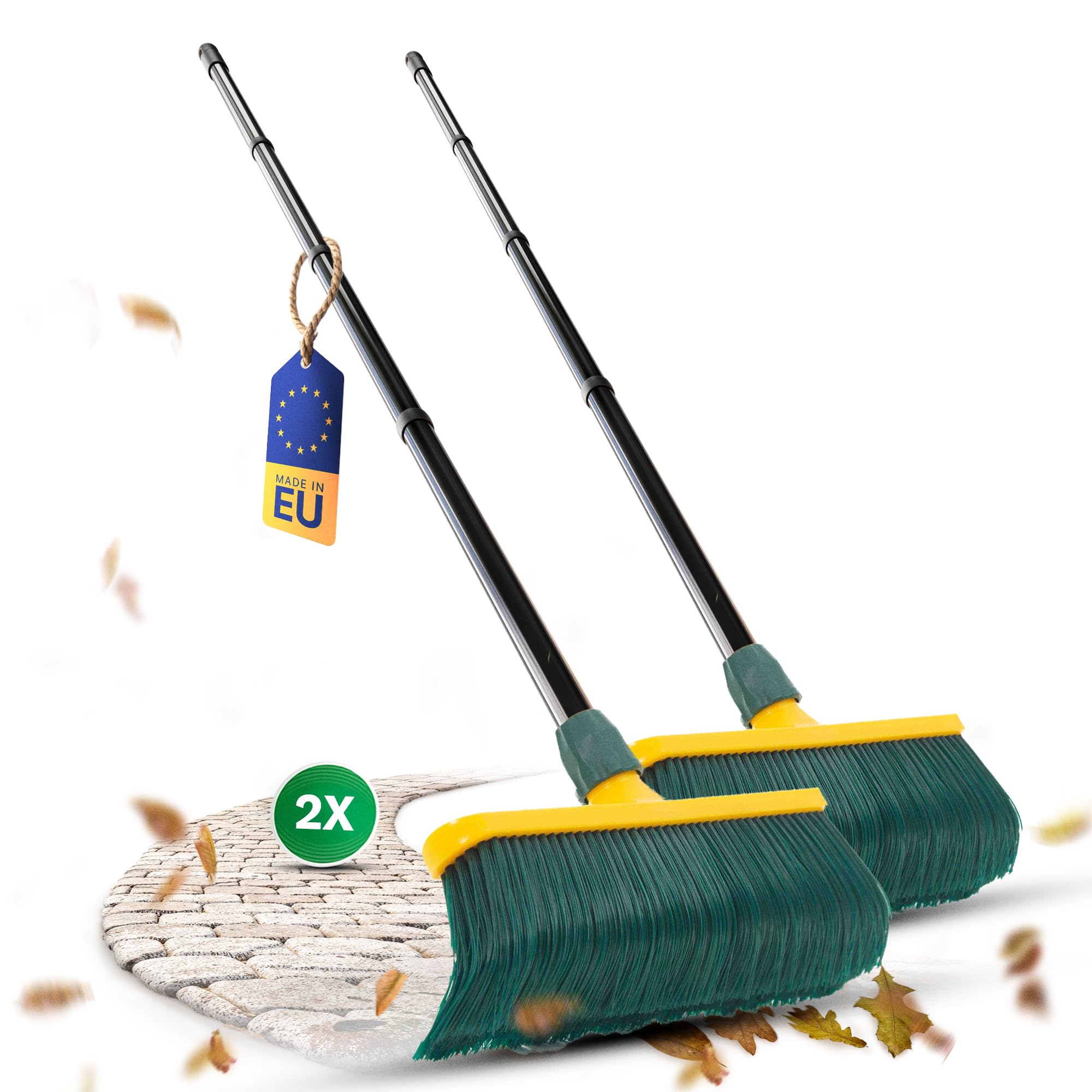 Novaliv 2X Premium Krallenbesen mit Stiel 30cm, Spezialbesen gebogenen Borsten Kunststoffkopf -Ideal als Gartenbesen, Kratzbesen, Kunstrasen Besen, Optimal für Camping, Straßenbesen