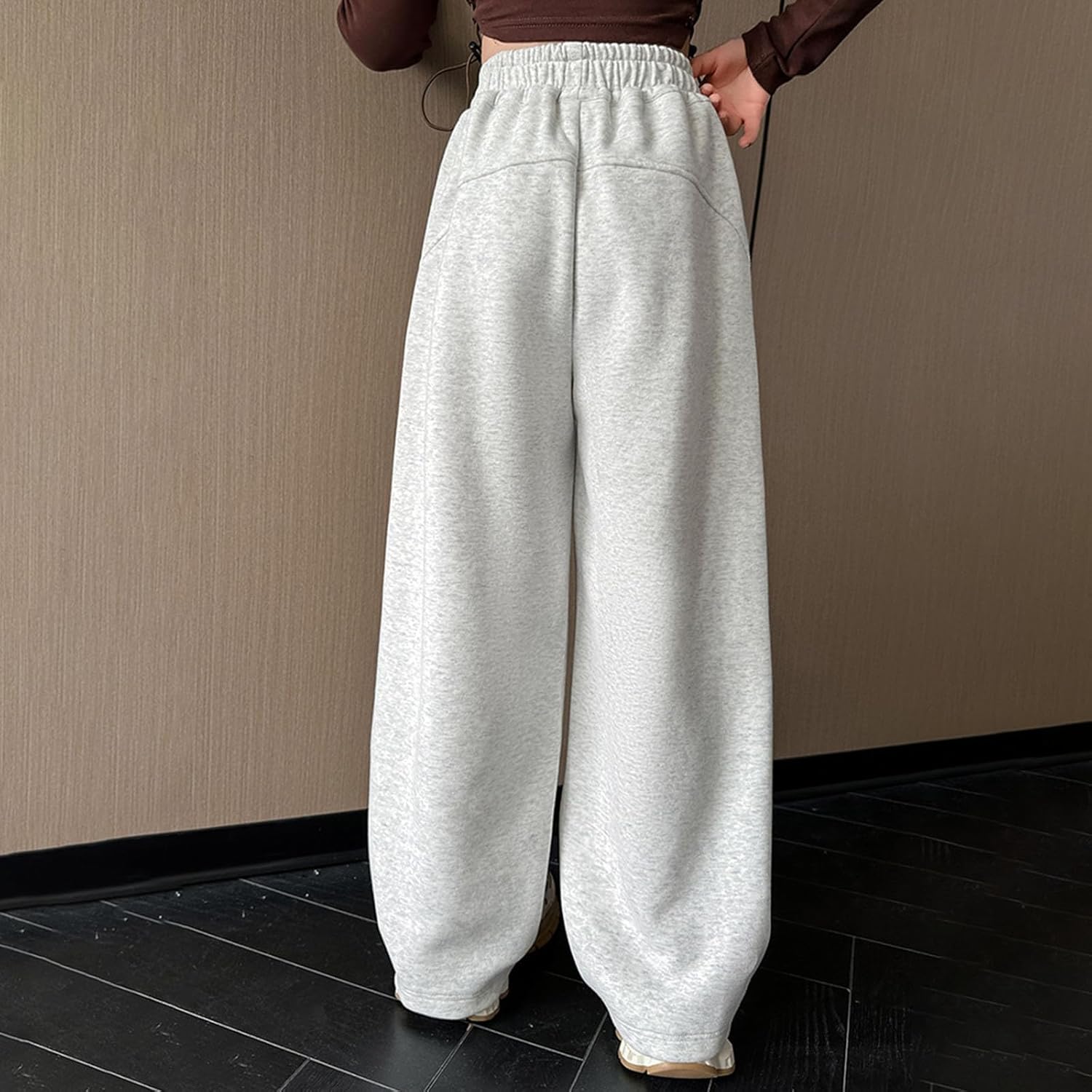 Teen Girl Wide Leg Sweatpants High Waisted Baggy Pants Athletic Joggers Solid Lounge Jogging Pants