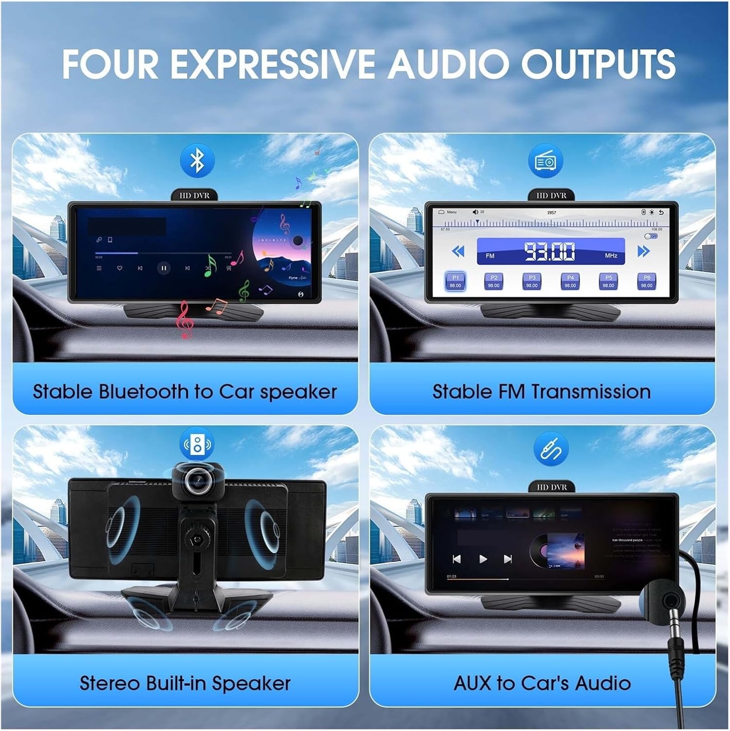 用のApple CarPlayとAndroid Auto対応7インチワイヤレスカーステレオ、HDタッチスクリーン、バックアップカメラ