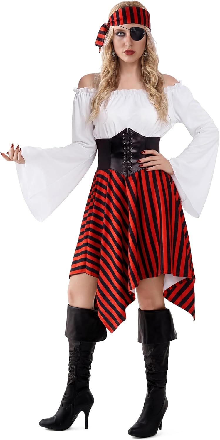 Spooktacular Creations Women's Pirate Costume, Adult Halloween Renaissance Pirate Costume for Cosplay Party