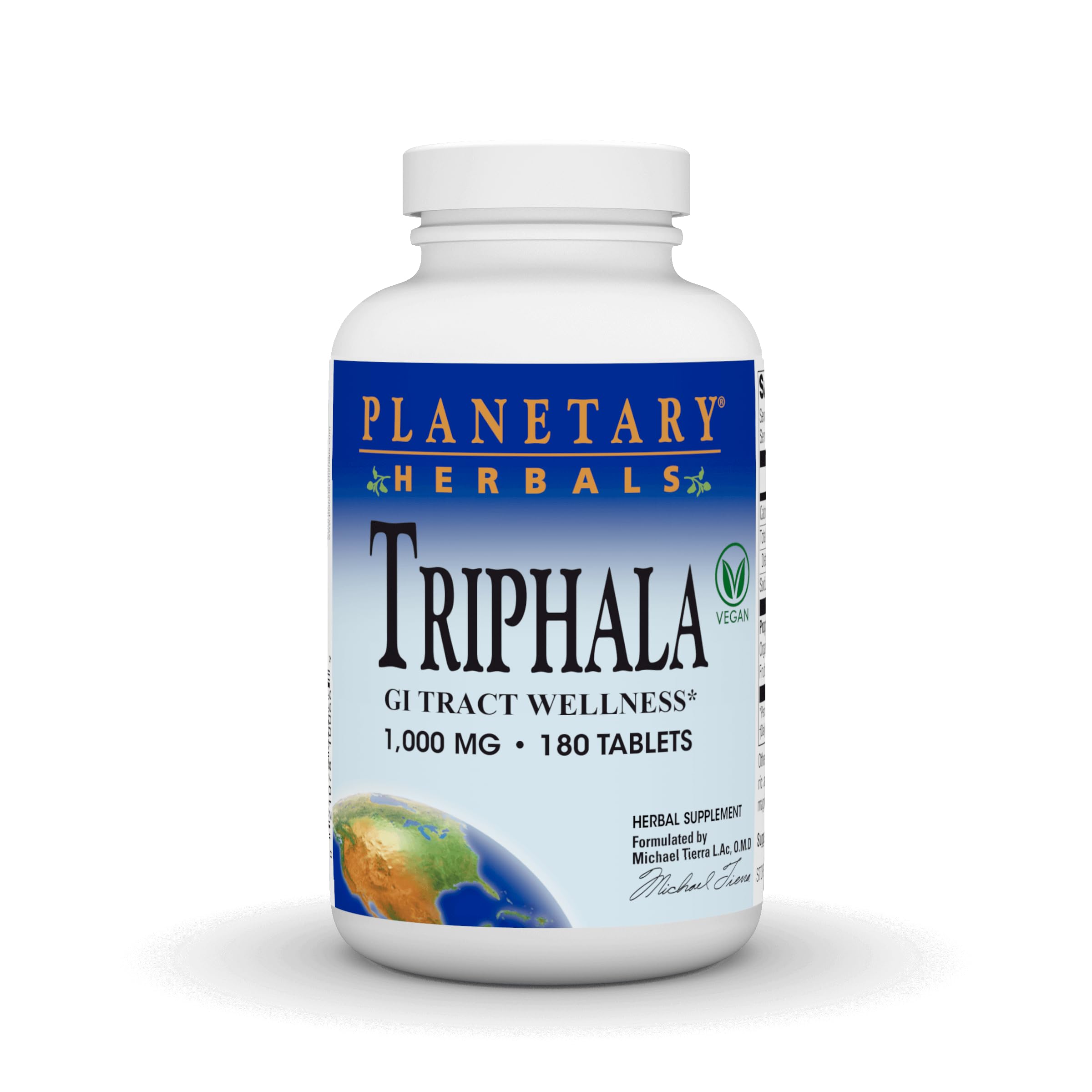 Planetary Herbals Triphala Internal Cleanser 1000mg for GI Tract Wellness - 180 Tablets