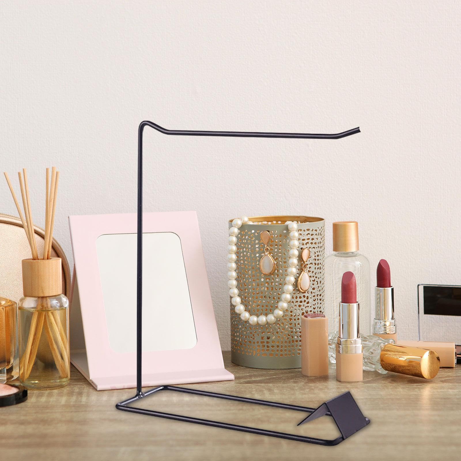 Vaveren Jewelry Organizer Stand Jewelry Display Rack Iron Fashion Jewelry Holder Earrings Display for Keychains Shopping Mall Dresser, 1RowBlack19x8x22.5cm