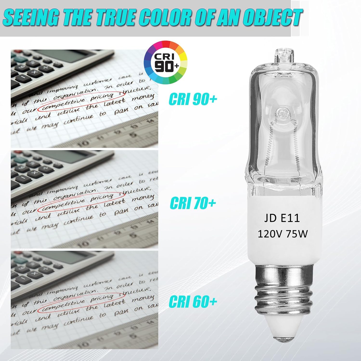 JDE11 120v 75w, E11 Bulb, T4 E11 Mini Candelabra Base, 2700K Warm White Dimmable Halogen Bulb for Ceiling Fan Light, Chandeliers, Cabinet Lighting, Table Lamps(2 Pack)