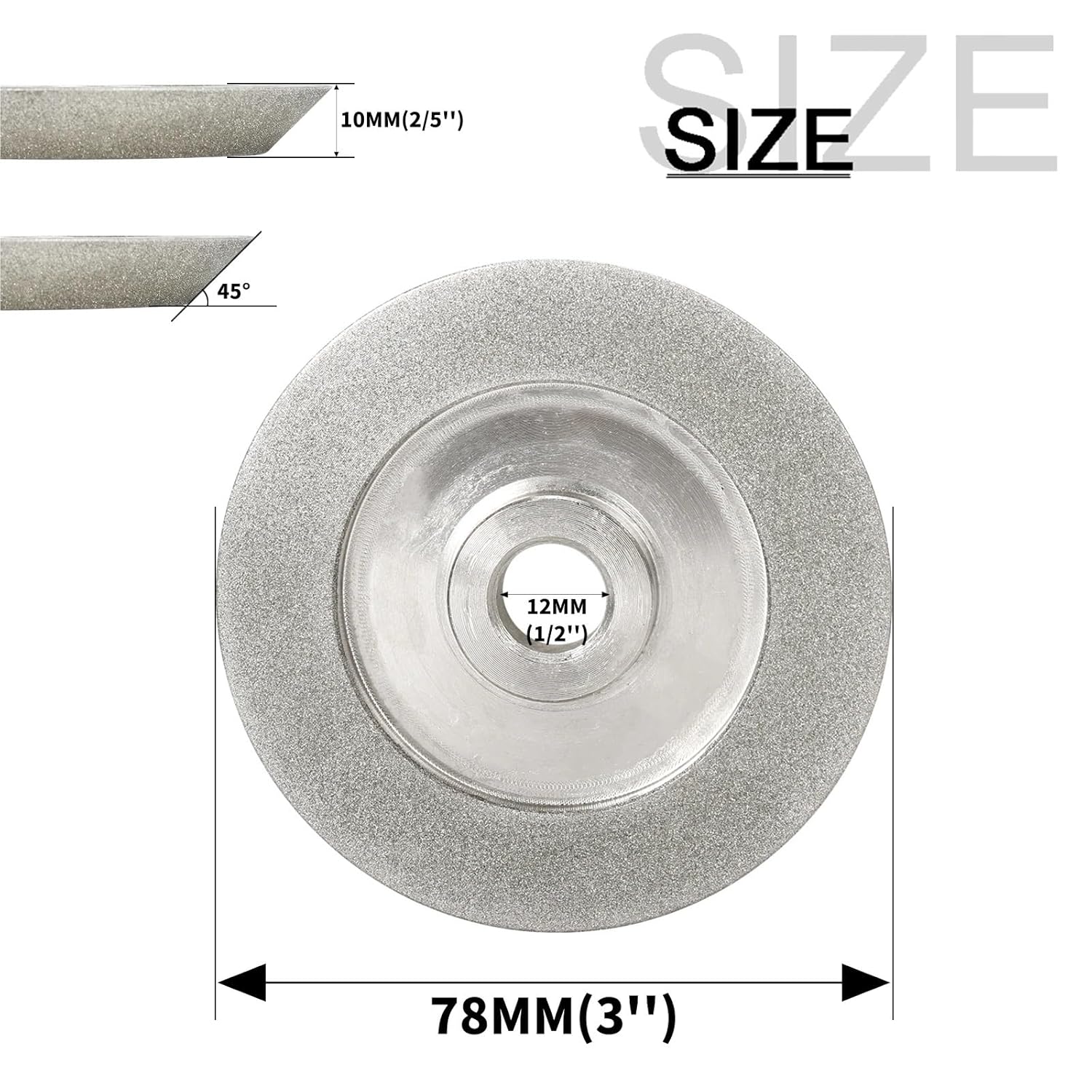 78mm Diamond Grinding Wheel 45 Degree Angle Grinding Disk Metal Milling Cutter Polishing Wheel Abrasive Grit 150# 1Pcs(78X16X10X15mm)