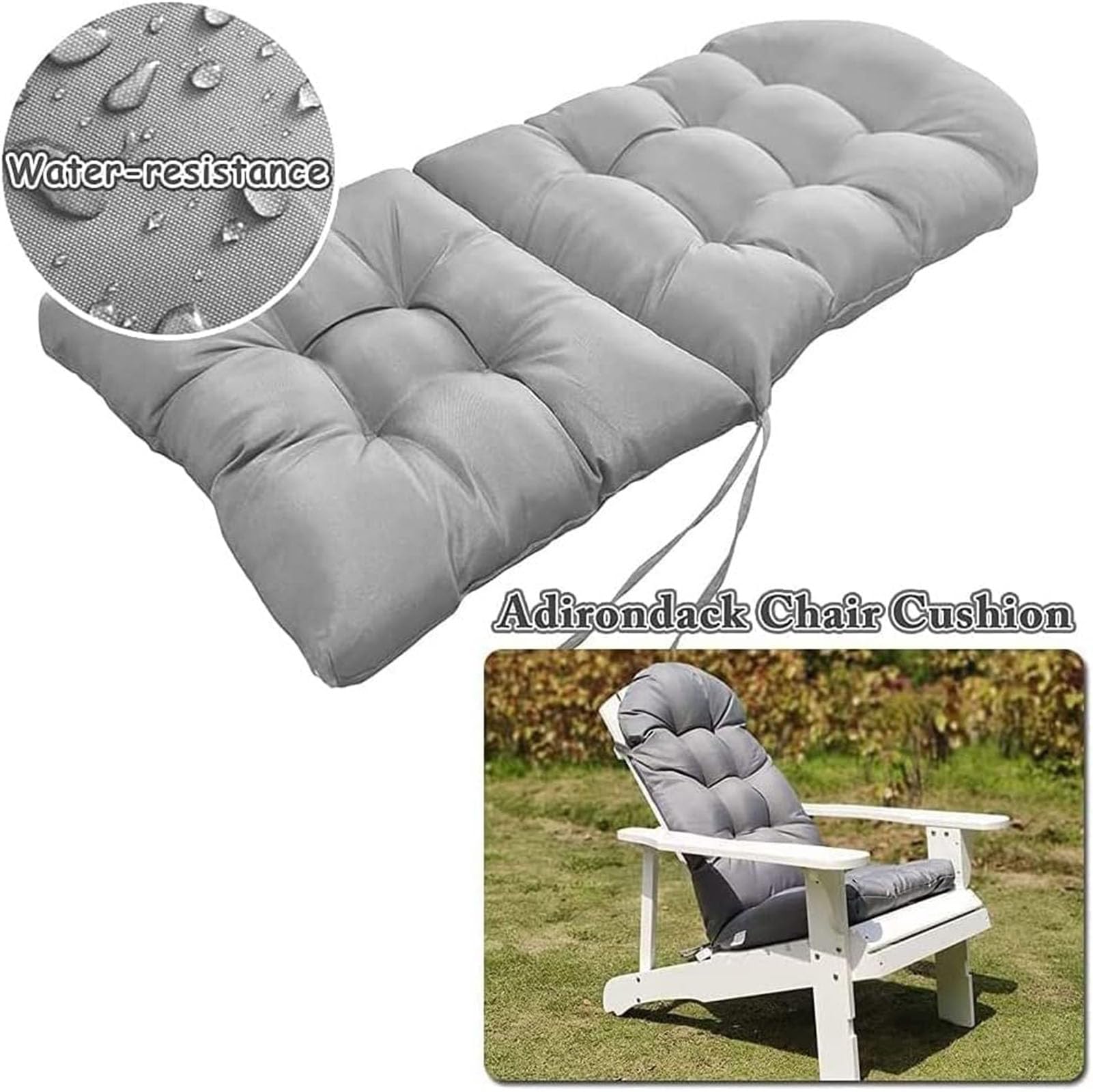 Cojín Monobloque Acolchado Respaldo Alto para Silla Terraza Exterior Jardín Sillón Reclinable con Correas De Fijación Muebles Solárium Interiores Cojín Recambio