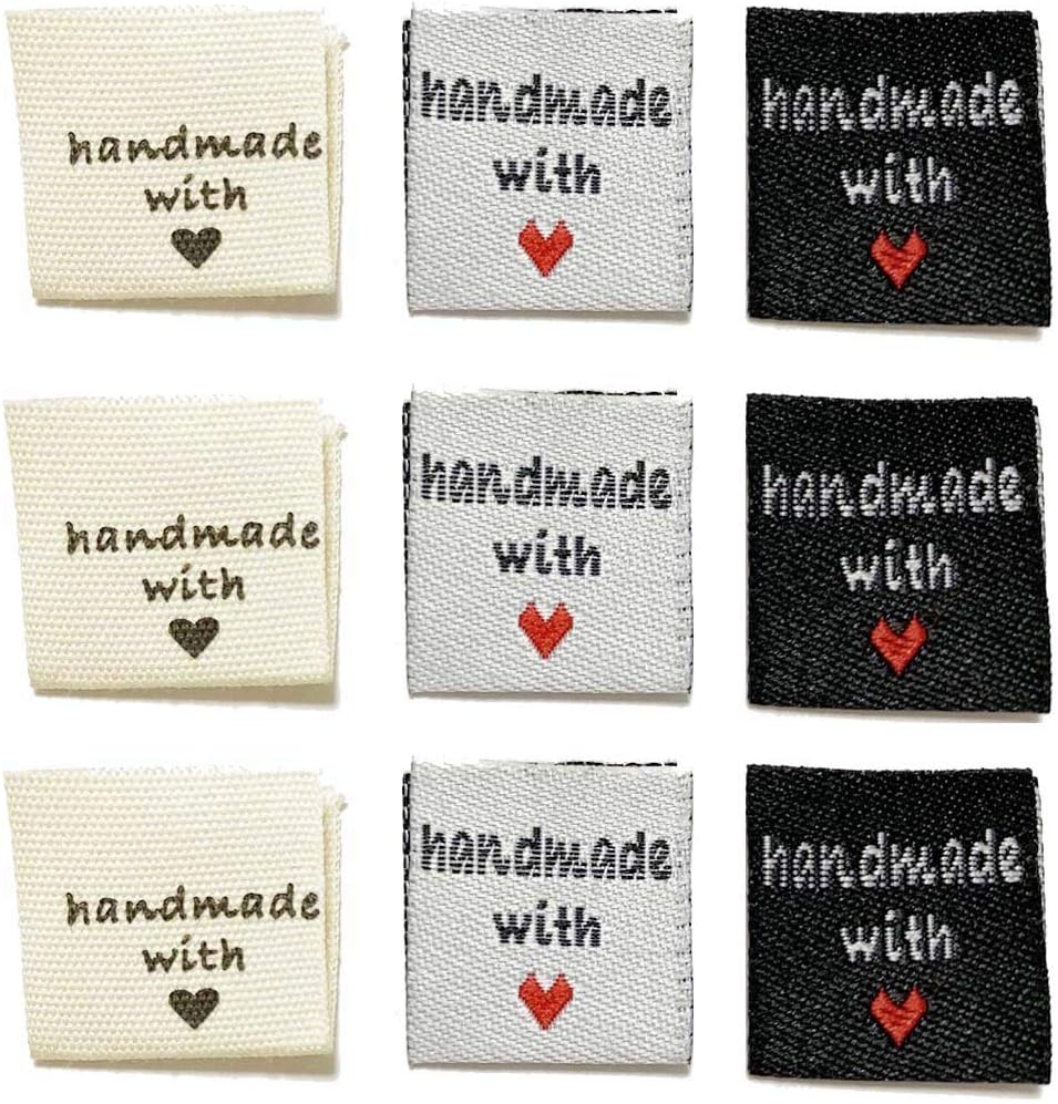 Juland 60PCS Woven Sew-on Tapes Label Weavers Crafting Fashion Woven Ribbon Tag Handmade Sewing Labels for Knitting, Quilting, Sewing Crafts and Small Business - 2 * 4cm - Black White Yellow