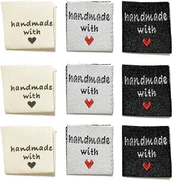 Juland 60PCS Woven Sew-on Tapes Label Weavers Crafting Fashion Woven Ribbon Tag Handmade Sewing Labels for Knitting, Quilting, Sewing Crafts and Small Business - 2 * 4cm - Black White Yellow