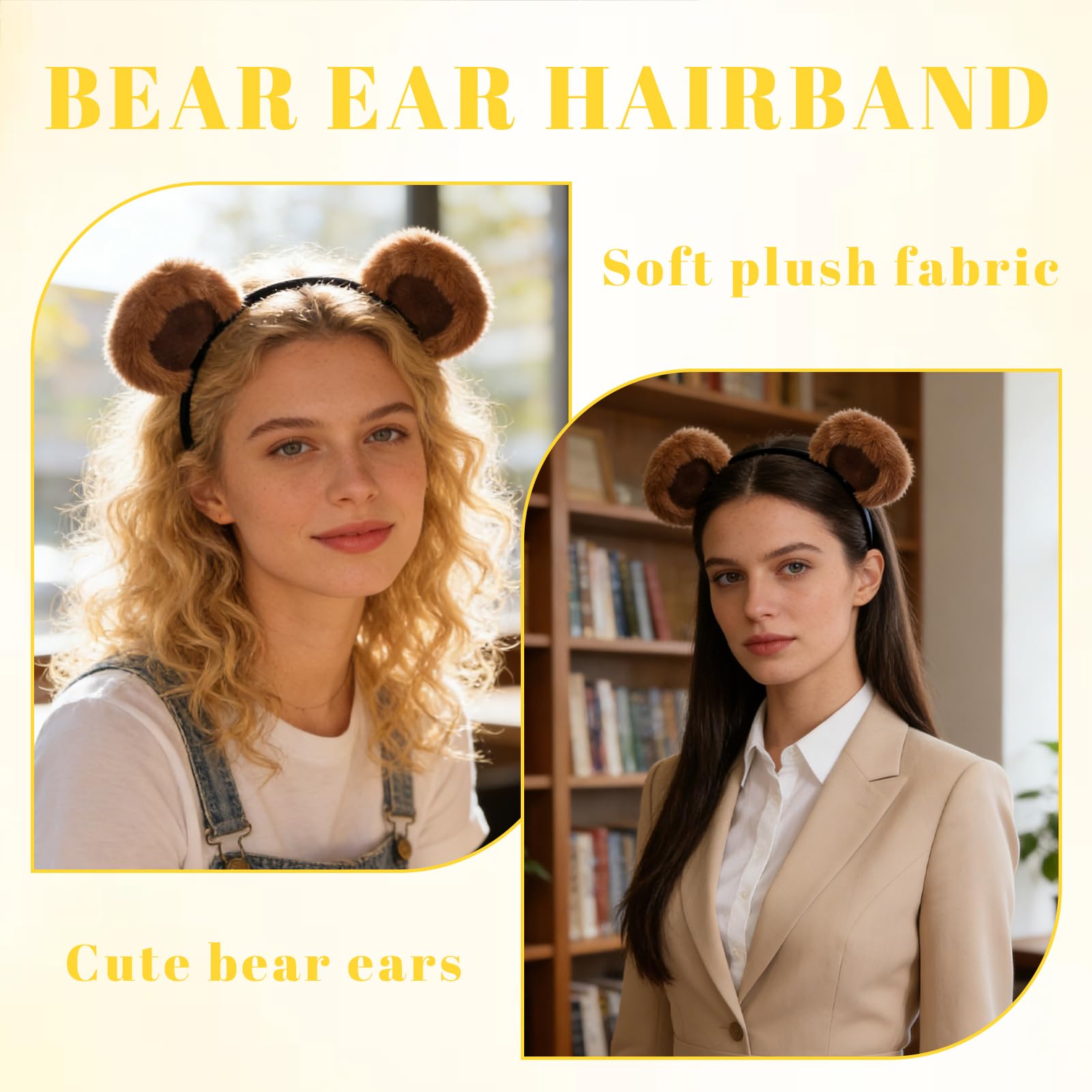 Xanthelle Bear Ears Costume, 4 Piece Bear Ears Accessory with Ear Headband and Round Glasses for Cosplay, Brown, XL - Image 4