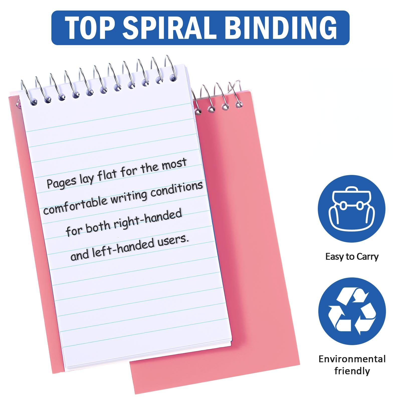100 blocs de notas en espiral a granel de 3 x 5 pulgadas, bloc de notas pequeños con forro superior de papel rayado universitario, mini bloc de notas de bolsillo, cuadernos en espiral para escuela