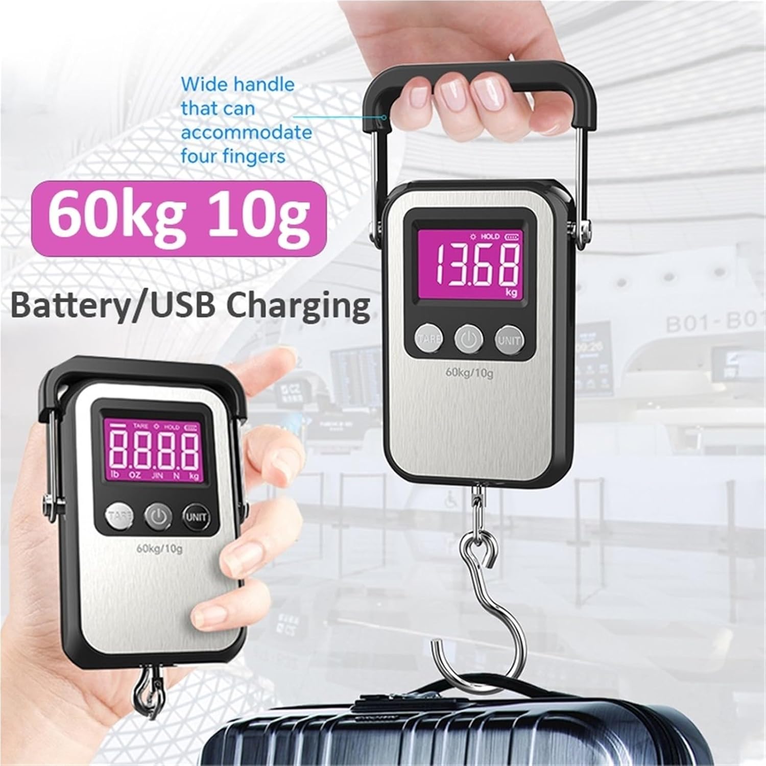 Hanging Scale Luggage Scales Digital Crane,60kg/10g Weight Electronic Hook