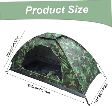 One Man Tent - Waterproof Sun Resistant 1 Person Backpacking Tent, Camouflage Hiking with Storage Bag for Camping