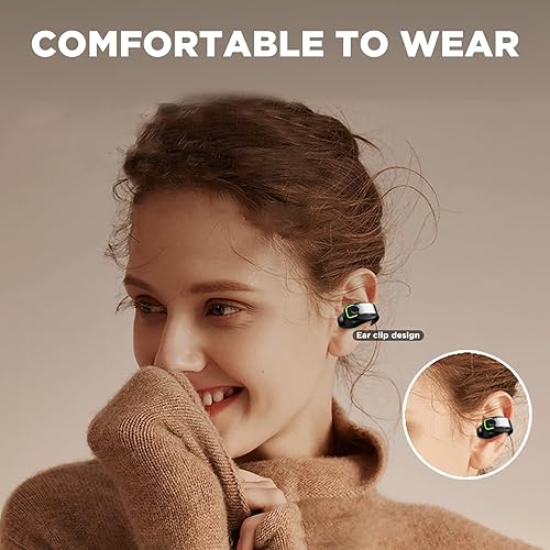 Miniatura 6 de Wiykasenbos Auriculares de oreja abierta Bluetooth Auriculares de conducción de aire Auriculares con clip en auriculares con estuche de carga para