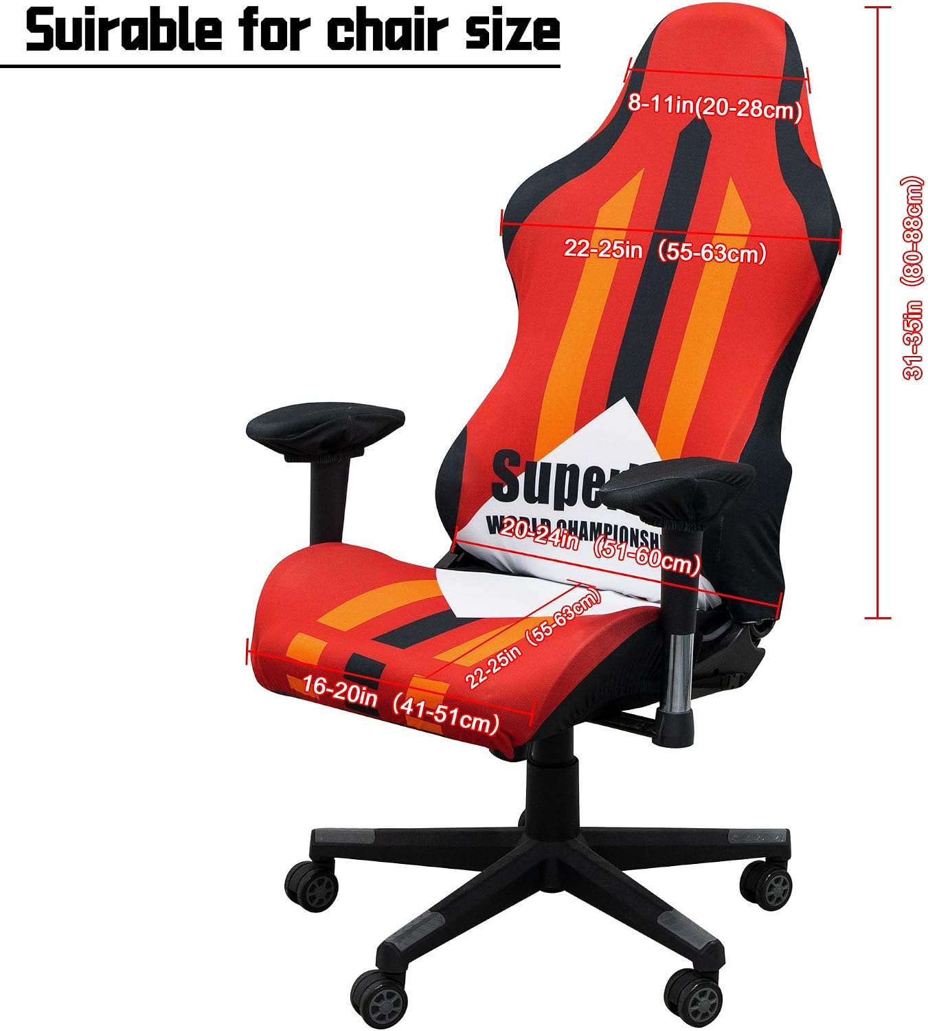 Gaming Chair Covers,Stretchable Computer Chair Cover,Ergonomic Office Chair Cover,for Anti Cat Scratch Protection of Computer Gamer Chair Slipcovers,Racing Chair Covers (Only Covers,Superhero Red)