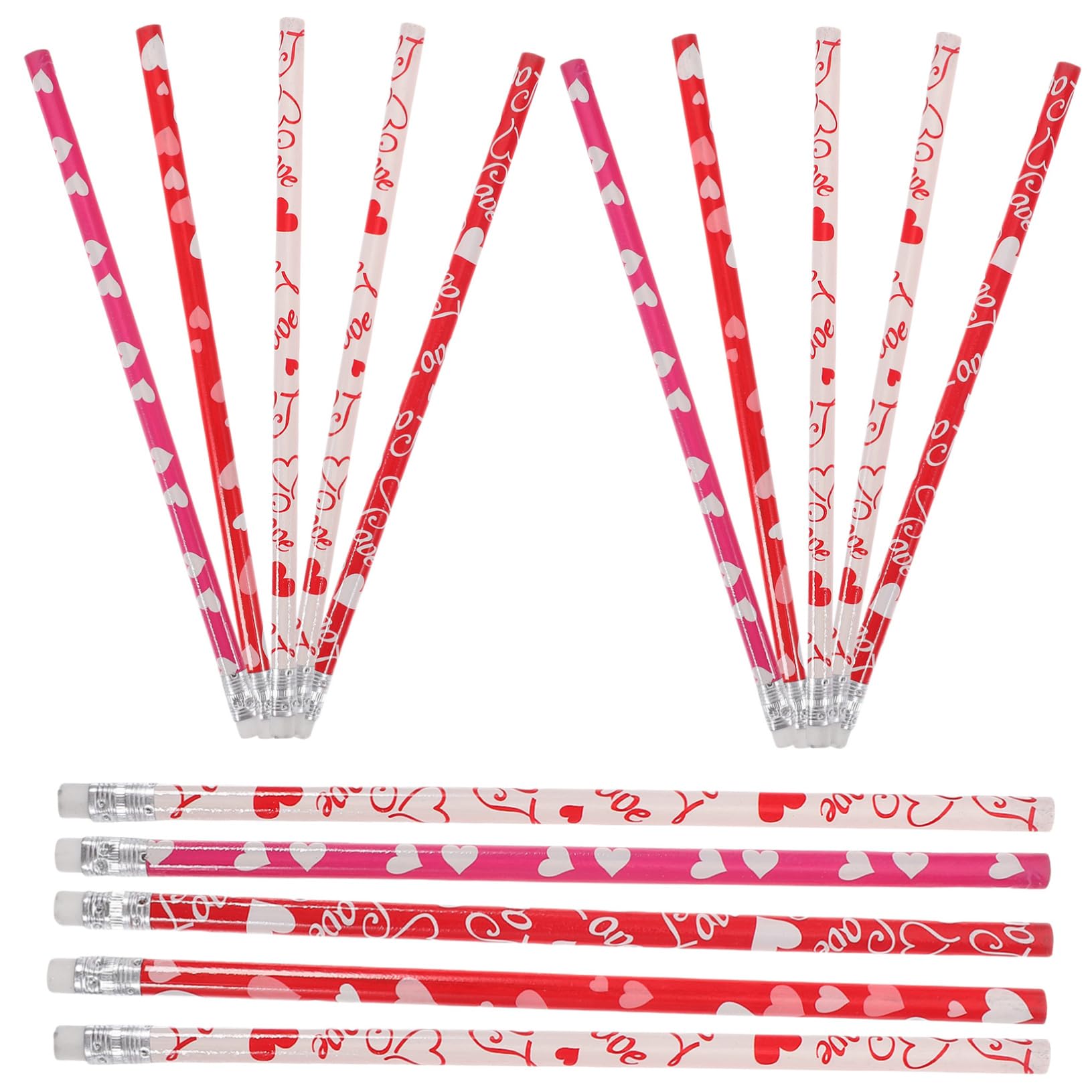 VILLCASE 5 Ensembles Crayon Saint Valentin Crayons De Golf Avec Gommes Aiguiseur Électrique Stylo De Croquis Approvisionnement Scolaire Faveur Étudiante Accessoires En Bois 50 Pièces * 5