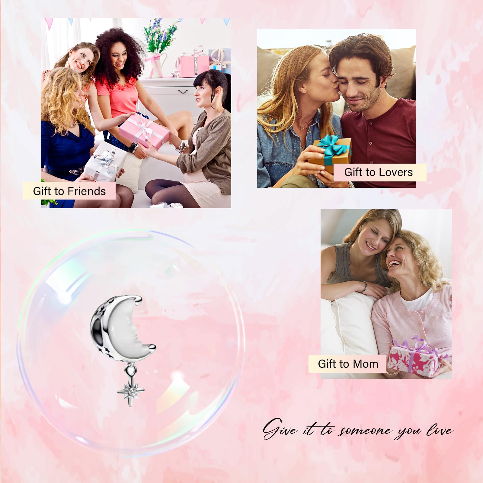 Nature Flowers Hexapod Dangle Charms pour Bracelets et Colliers, Argent Sterling Charme Saint Valentin Noël Anniversaire Bijoux Cadeaux pour Femme Fille Maman Épouse Amis