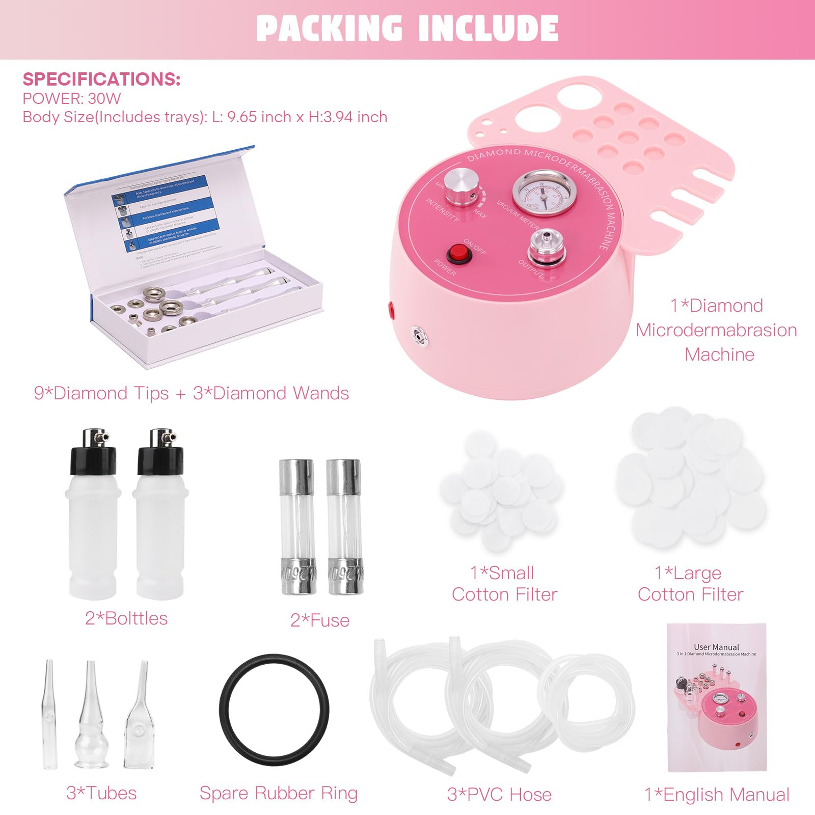Beauty Star - Máquina de microdermoabrasión de diamante 3 en 1, máquina facial de succión de 0 a 70 cmHg, dispositivo profesional para el cuidado de la piel para uso doméstico y de salón, equipo de