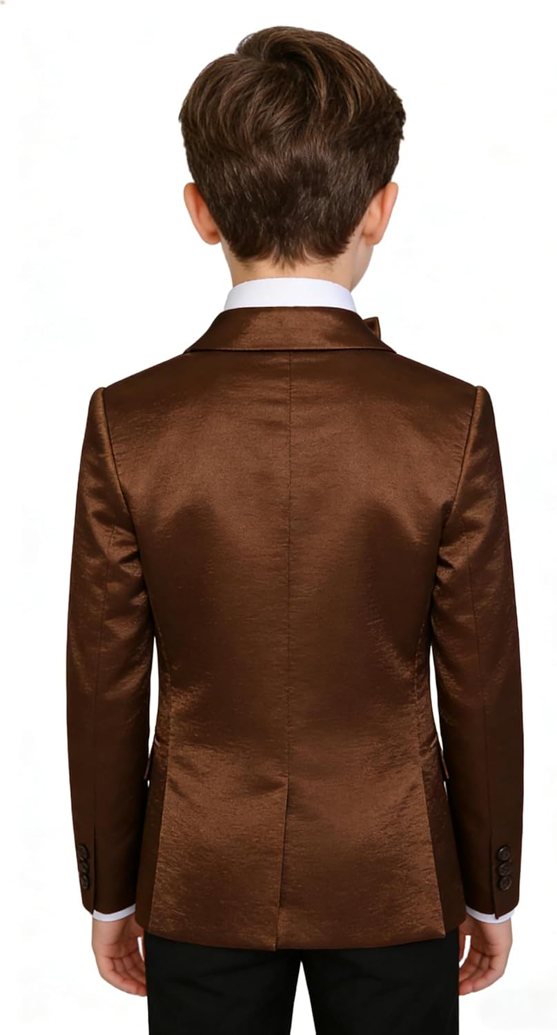 Boys Blazer Jacket for Kids Formal Shine Jacket for Boy Satin Sport Coat for Summer Wedding Casual Outwear Dress Outfit