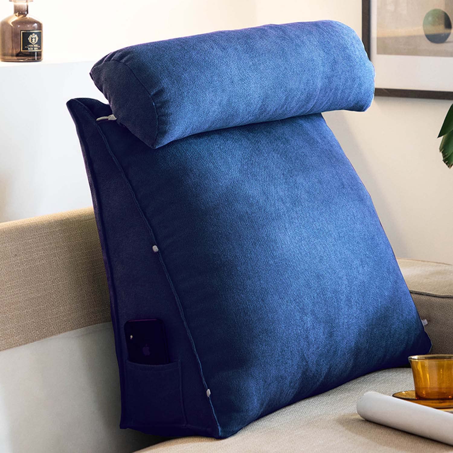 OBTUSS Wedge Pillow Triangular Reading Pillow Cushion with Adjustable Neck, Back Support Backrest Cushion for Sofa Bed, Headboard Lumbar Support Pillows
