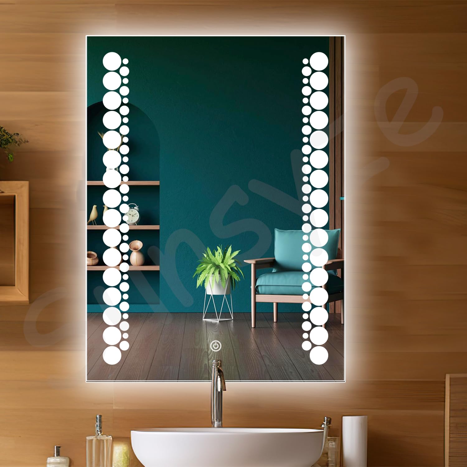 LED mirror for hotel and residential bathrooms