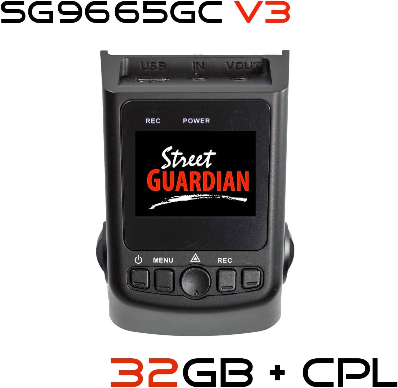 Street Guardian SG9665GC V2 Dash Camera (2016 Edition: Supercapacitor, Sony Exmor IMX322 WDR CMOS Sensor, 1080P/30FPS, 32GB MicroSD Card, USB MicroSD Card Reader, GPS)