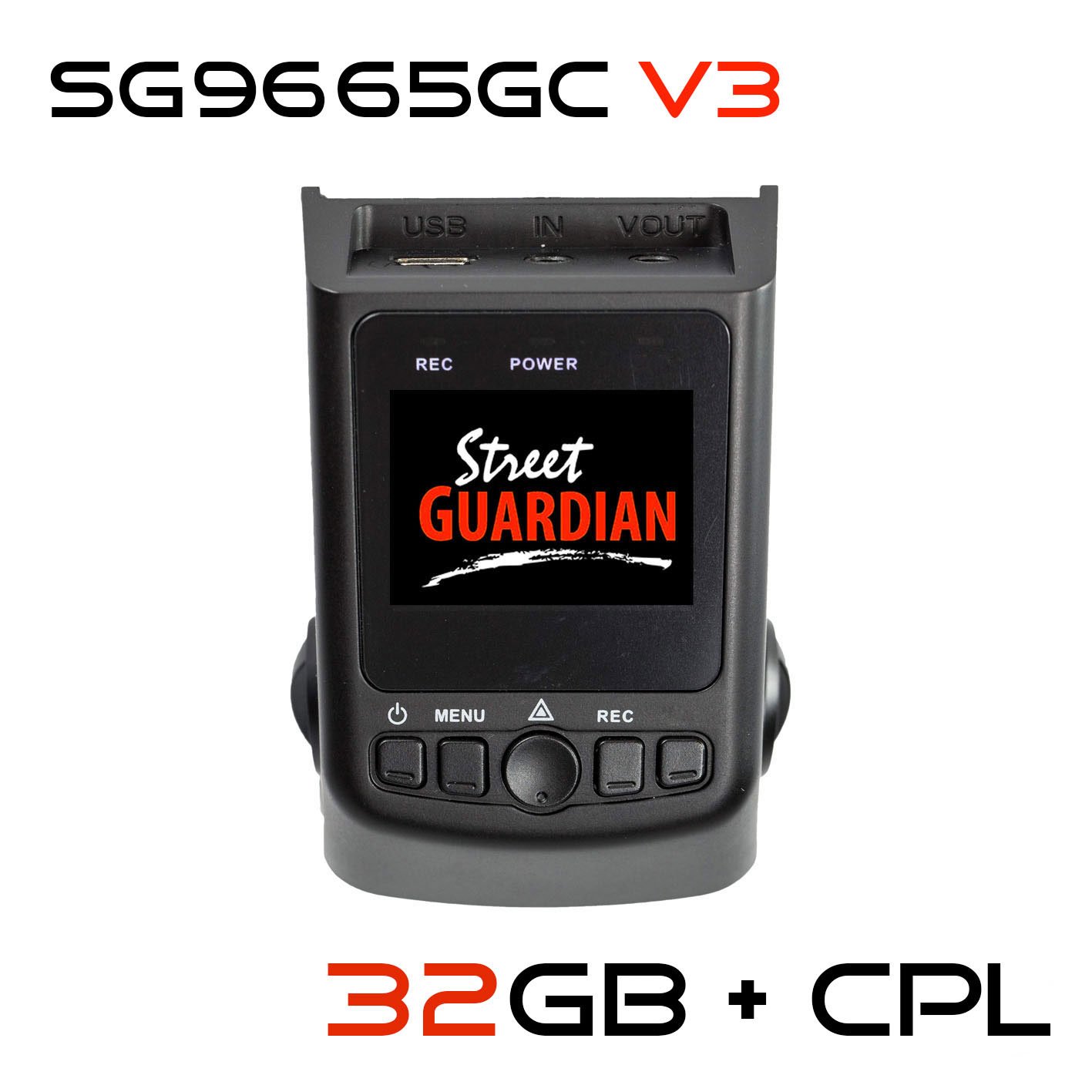 Street Guardian SG9665GC V2 Dash Camera (2016 Edition: Supercapacitor, Sony Exmor IMX322 WDR CMOS Sensor, 1080P/30FPS, 32GB MicroSD Card, USB MicroSD Card Reader, GPS)