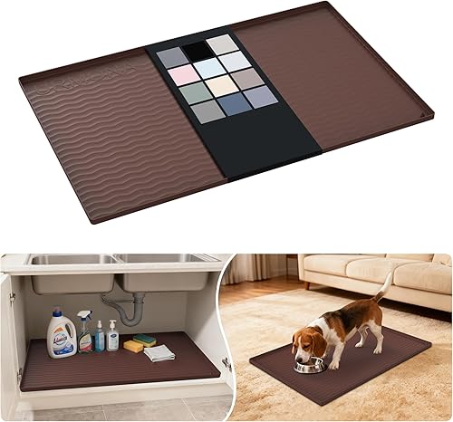 Miniatura 103 de URMONA Tapete de silicona impermeable para debajo del fregadero de 40 x 22 pulgadas, forro para estante de cocina y baño, protector de gabinete y