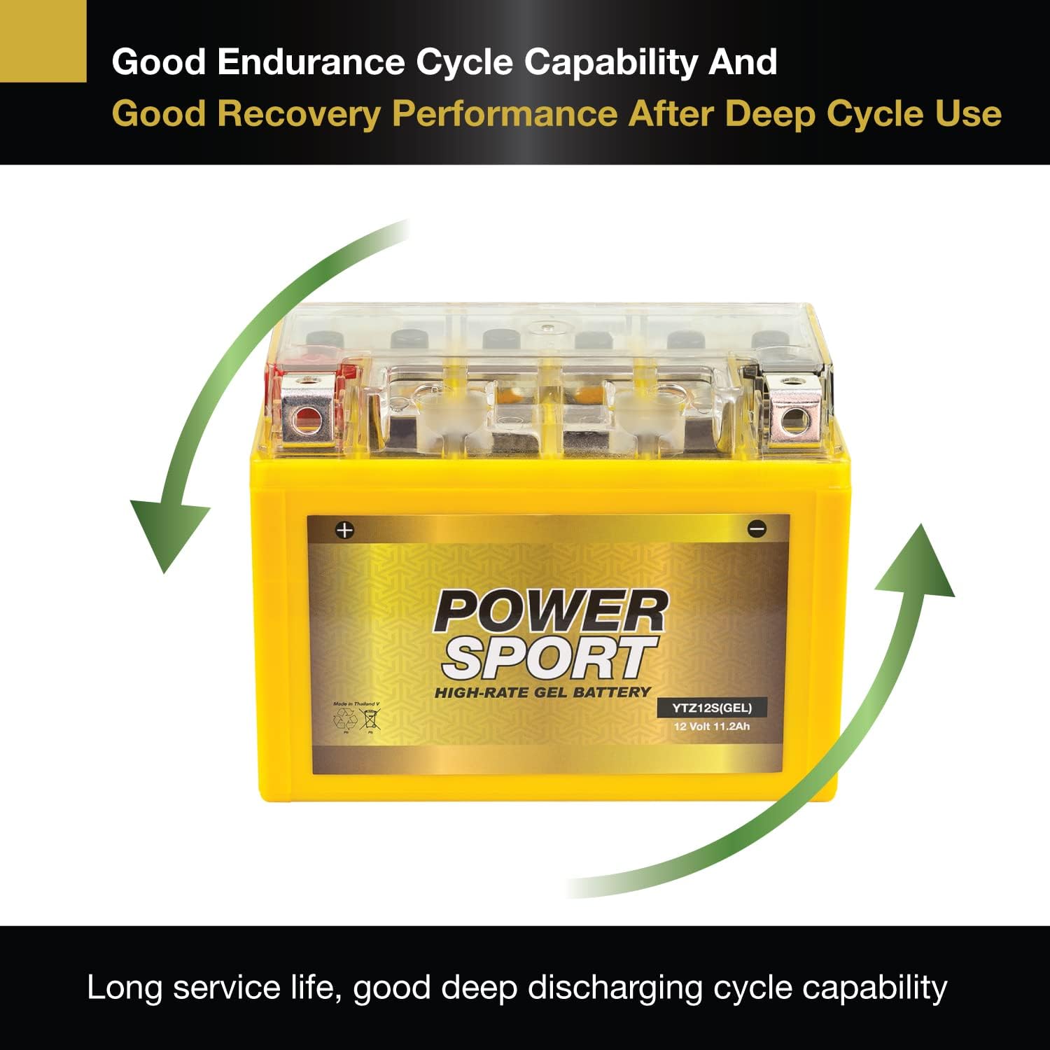 ExpertPower YTZ12S / YTZ14S Motorcycle Battery GEL Technology, 200 CCA for VT750C Shadow Spirit Aero, 725-17335 Mower, 12 Volt Generator, Scooter & ATV Battery 12V 11.2Ah with Nut & Bolt Terminals