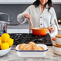 Vista 6 de Kichvoe Bandeja para hornear esmaltada: bandeja para asar esmaltada, plato oblongo, acero esmaltado, bandeja para lasaña, bandeja rectangular