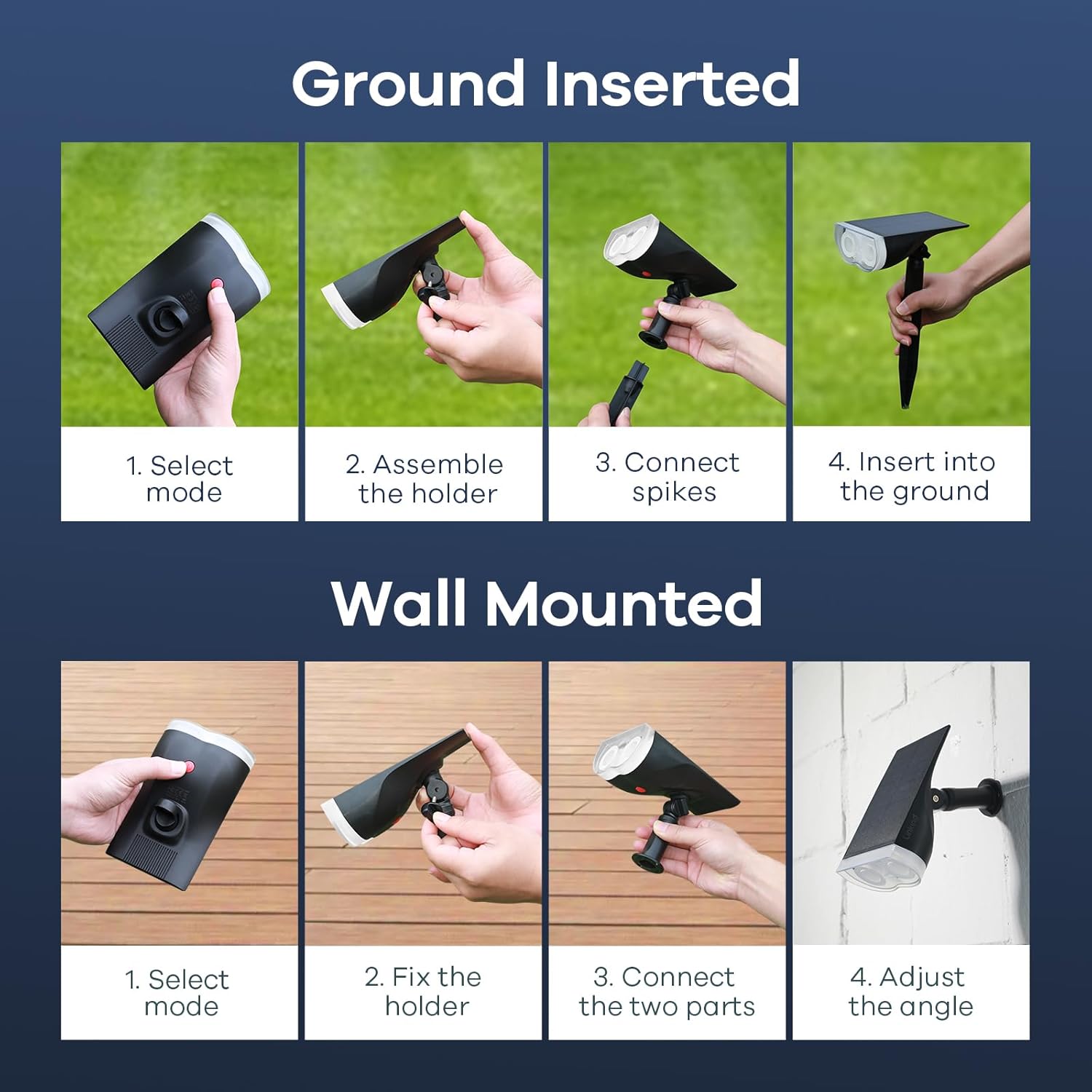 Consciot Solar Spotlights Outdoor, Daylight IP67 Waterproof 2-in-1 Solar Spot Lights, Durable Christmas Decorations Lights for Garden Yard Pathway Driveway Porch Walkway, Auto On/Off, 6 Pack