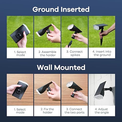 Miniatura 8 de Consciot Focos solares para exteriores, luces solares impermeables IP67, 2 en 1, 6500 K, luces solares de luz diurna, focos de paisaje del atardecer