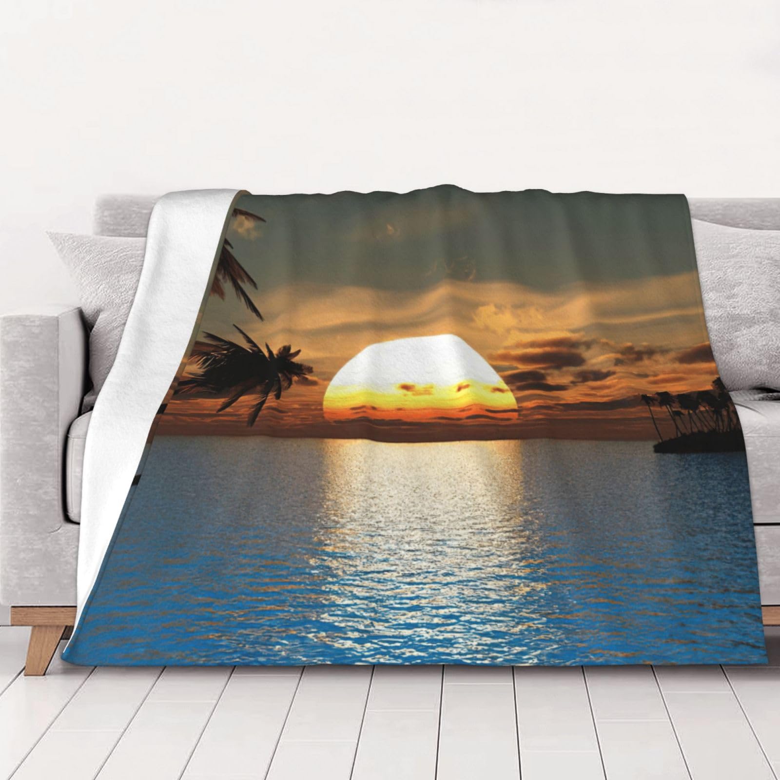 Plaid en flanelle lever de soleil pour vos soirées cocooning au salon