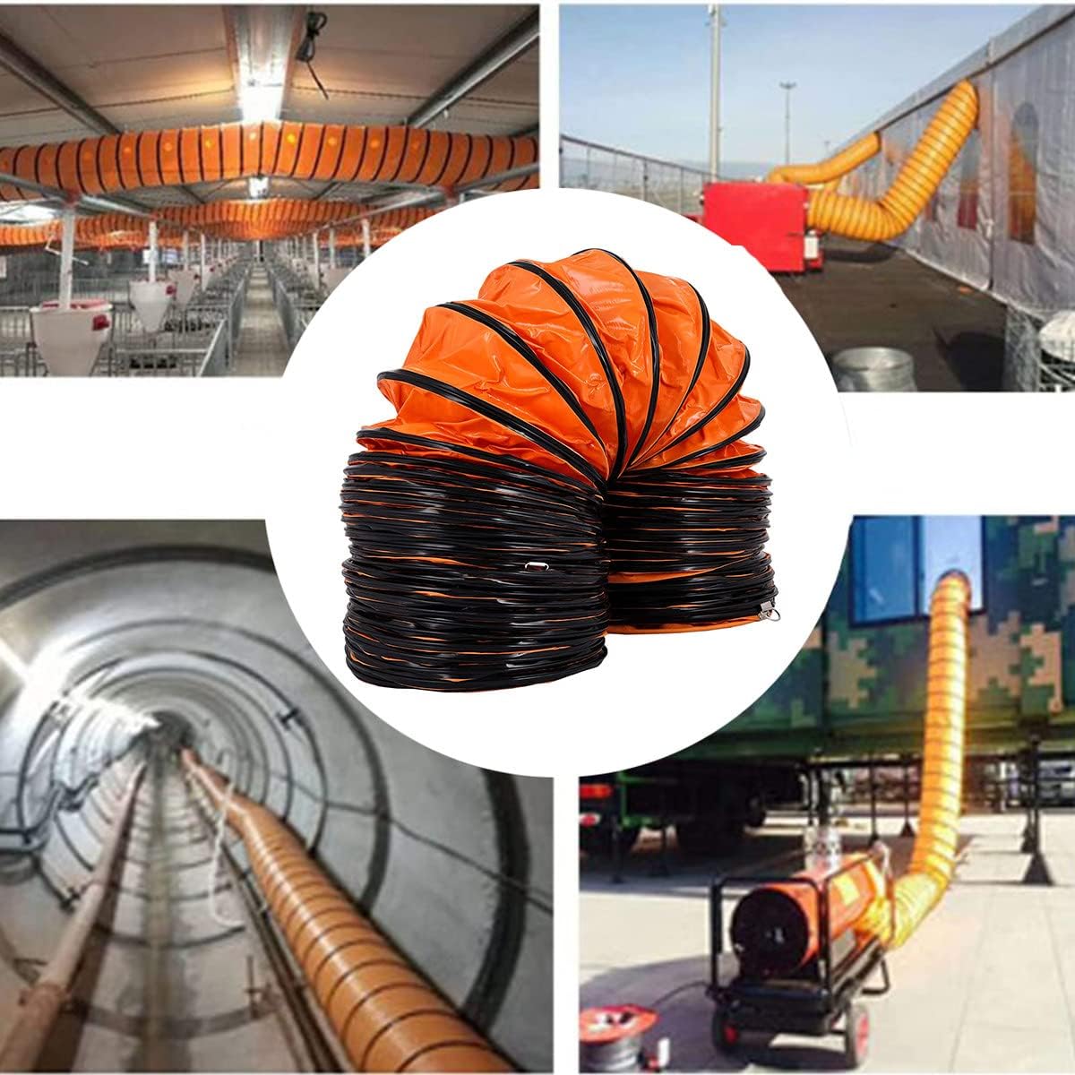 Duct Hosing PVC Flexible Ducting,for Exhaust Fan,Ventilation Duct Hose,PVC Ducting,Industrial Portable Ventilator Extractor Hose,5m (Diameter200mm 1)