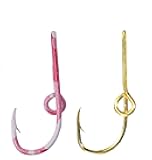Two Eagle Claw Pink Camo and Gold Hat Hook Fish Hook for Hat - Set of Two Hooks one Pink Camo and one Gold