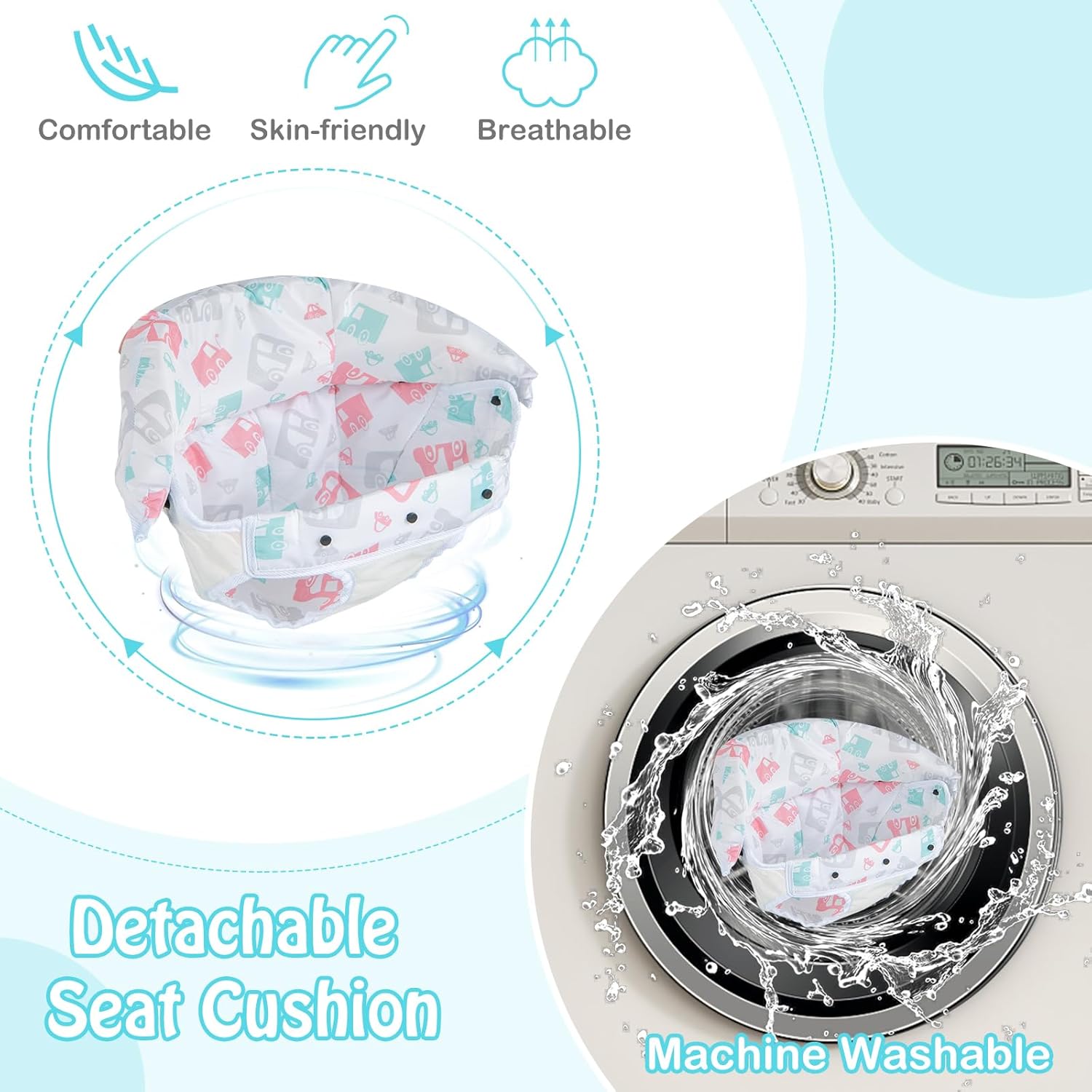 HONEY JOY Baby Walker, 6-in-1 Foldable Baby Walker and Bouncer Combo, Infant Activity Walker with Wheels, Adjustable Heights, Rocker, Music, Lights, Walker for Baby Boy Girl 7-14 Months (Green)