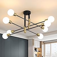 Vista 1 de Biewalk Sputnik Lámpara de Araña Moderna de Mediados de Siglo Nórdica Luz Colgante 8 Luces Luminaria de Techo Negra para Sala de Estar, Cocina