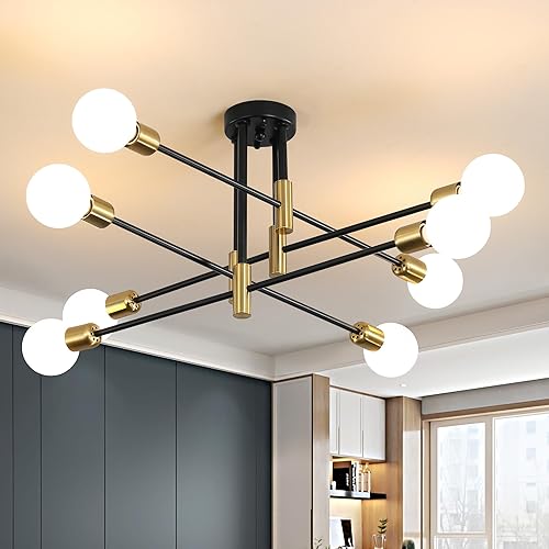 Sputnik Candelabro de mediados de siglo moderno E26 LED colgante de iluminación Edison 468 luces lámpara de techo lámpara de luz negra para sala de