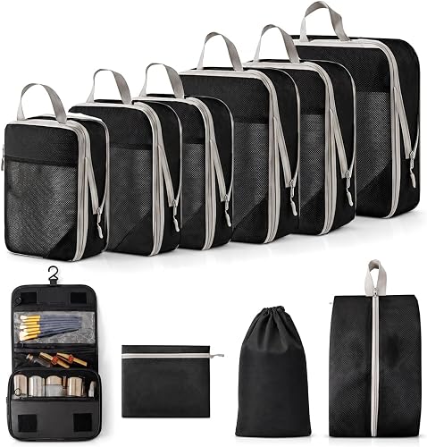 Compression Travel Packing Cubes & Luggage Organiser 10-Piece