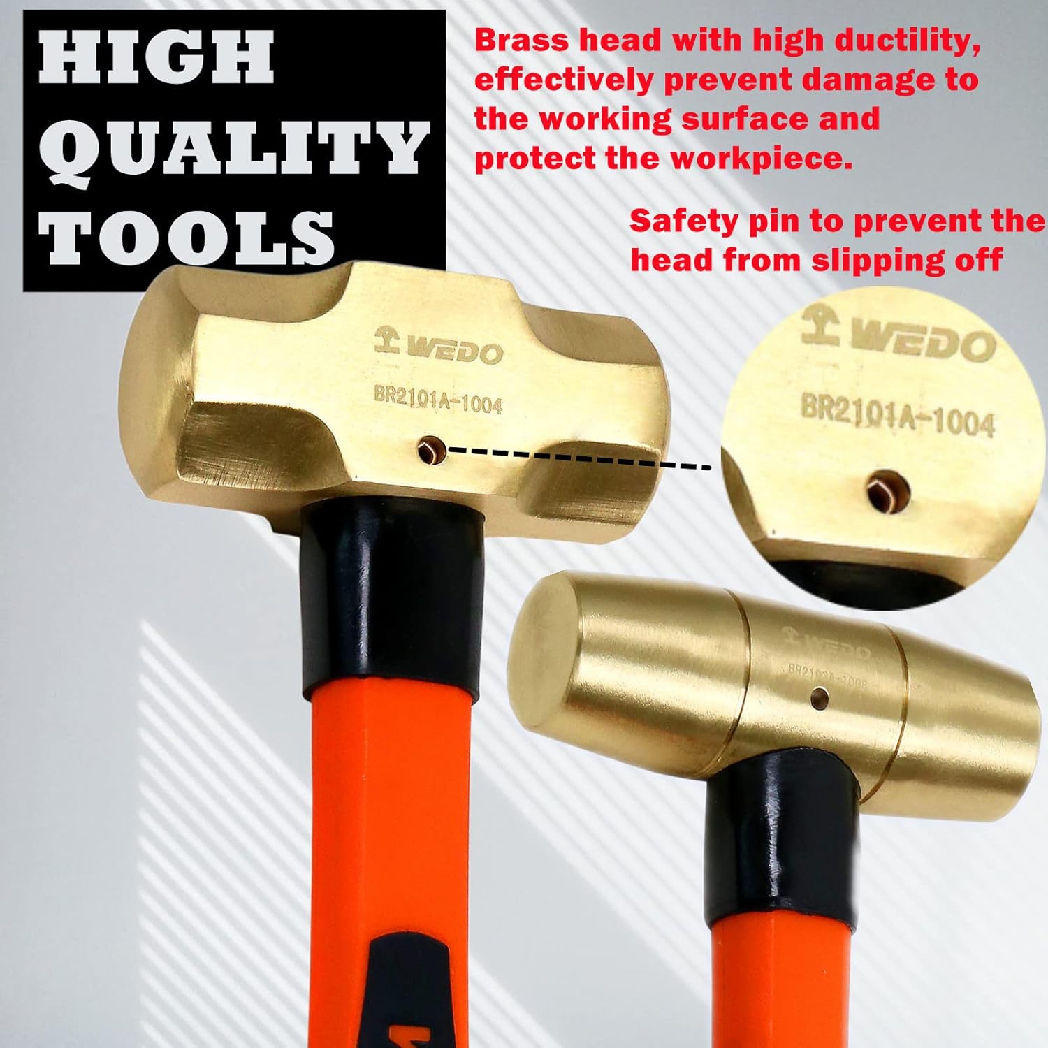 WEDO 5-Piece Hammer Set - 3lb Sledge, 1.5lb Drum, 1lb & 2lb Ball Pein, 0.7lb Scaling Hammer with Fiberglass Handle