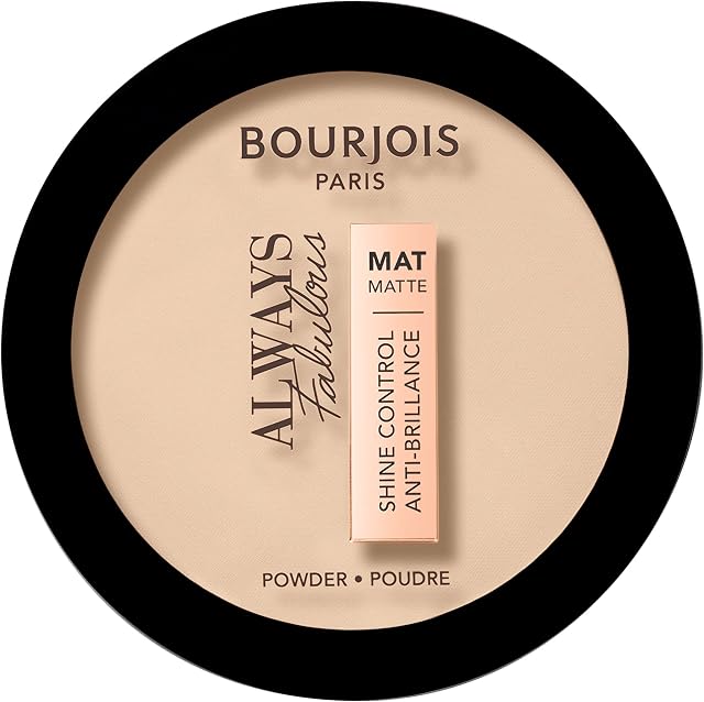 Bourjois Always Fabulous - puder prasowany, matujący, długotrwały, trwałość do 14 godzin, 050 Porcelain, 10g