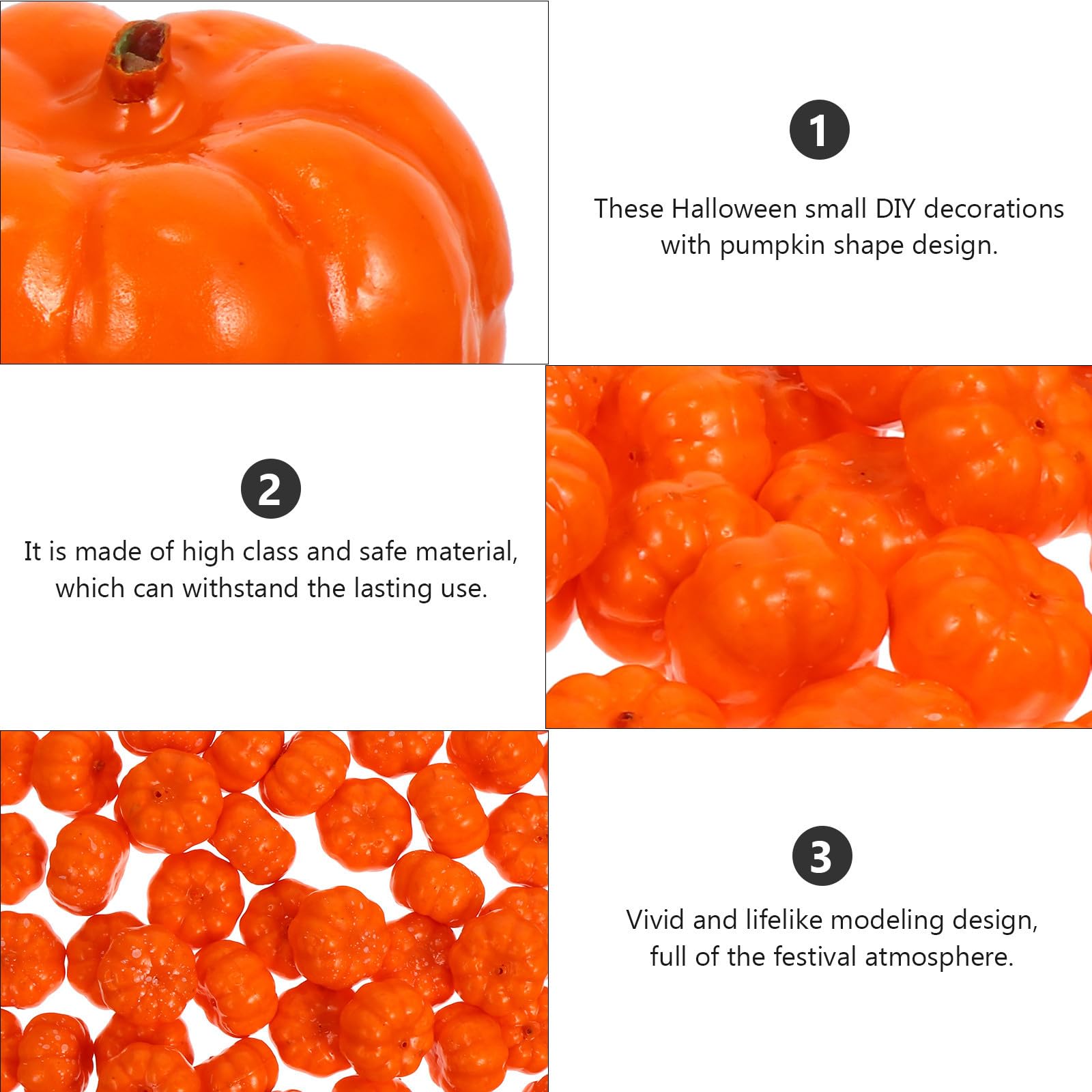 Uonlytech 400 Pezzi Decorazione Halloween Zucca Artificiale Arancia a Forma di Zucca Design Realistico e Colla Pu, per Addobbi Fai da Te e Atmosfera Autunnale
