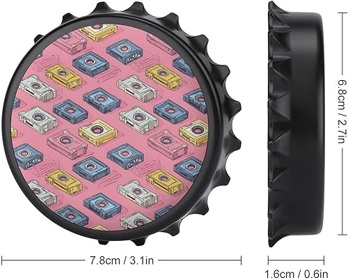 Miniatura 6 de Abrebotellas magnético de cerveza, diseño vintage con cinta impresa, portátil, con una sola mano, pequeño abrebotellas magnético para nevera con