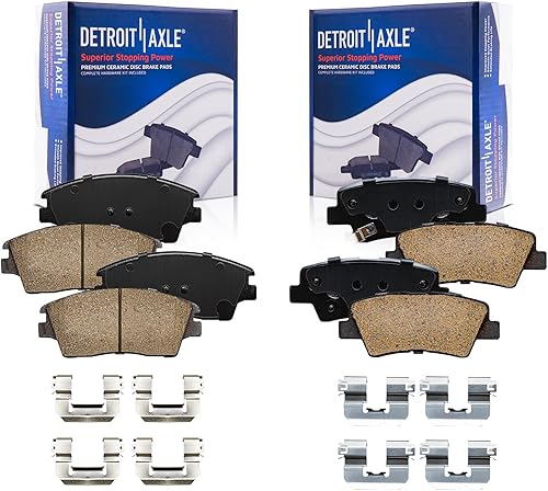 Miniatura 13 de Detroit Axle - Kit de frenos para Ford F-150 Lincoln Mark LT 4WD 2004-2008 Rotores de freno perforados y ranurados Pastillas de freno de cerámica