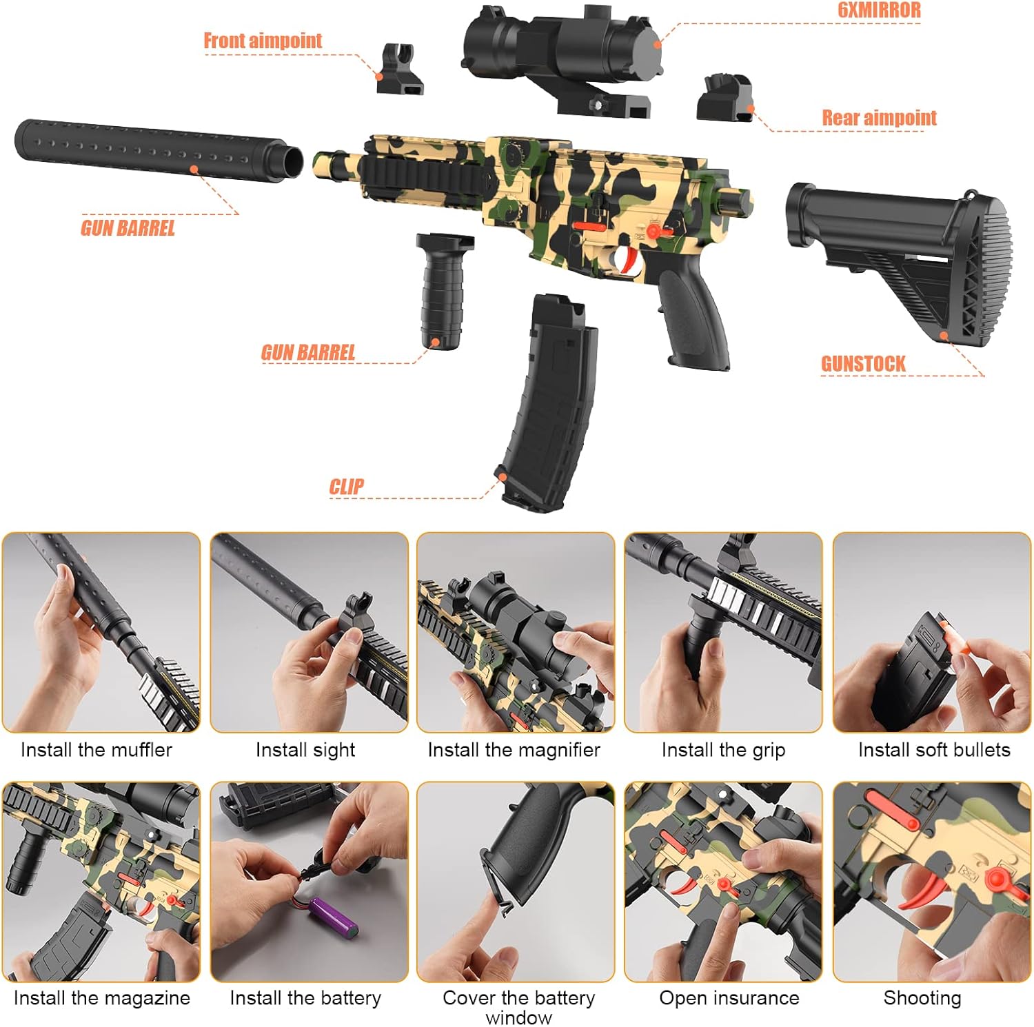 Melusen Electric Automatic Toy Guns for 6-14 Year Old Kids, 35FT Long-Range Shooting Toy Foam Blasters & Guns of Kids-Great for Boys Girls, Rechargeable Foam Bullet Nerf Gun with 100PCS Refill Darts : Toys & Games